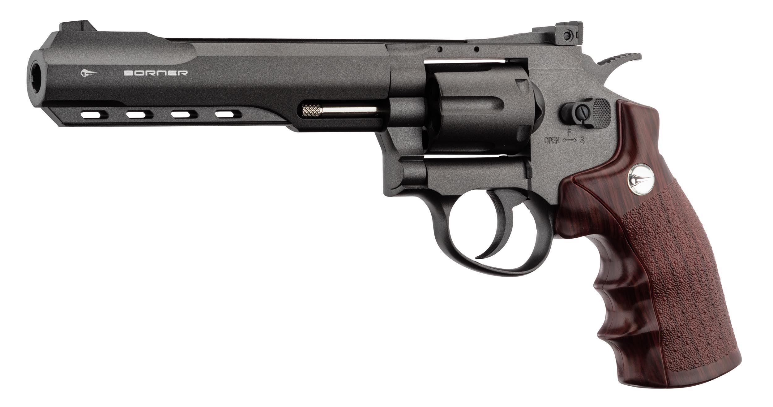 CO2-driven luftpistol i revolverutförande 6" från Borner