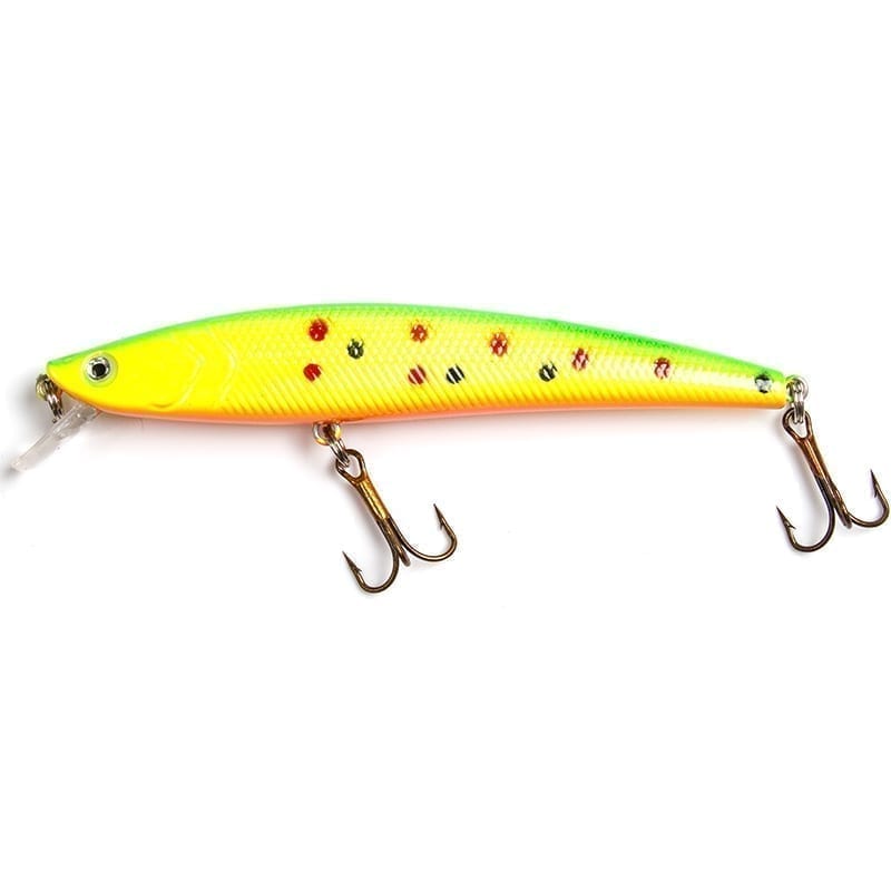Wobbler Eco Minnow limegrön med prickar 10g 11,5cm