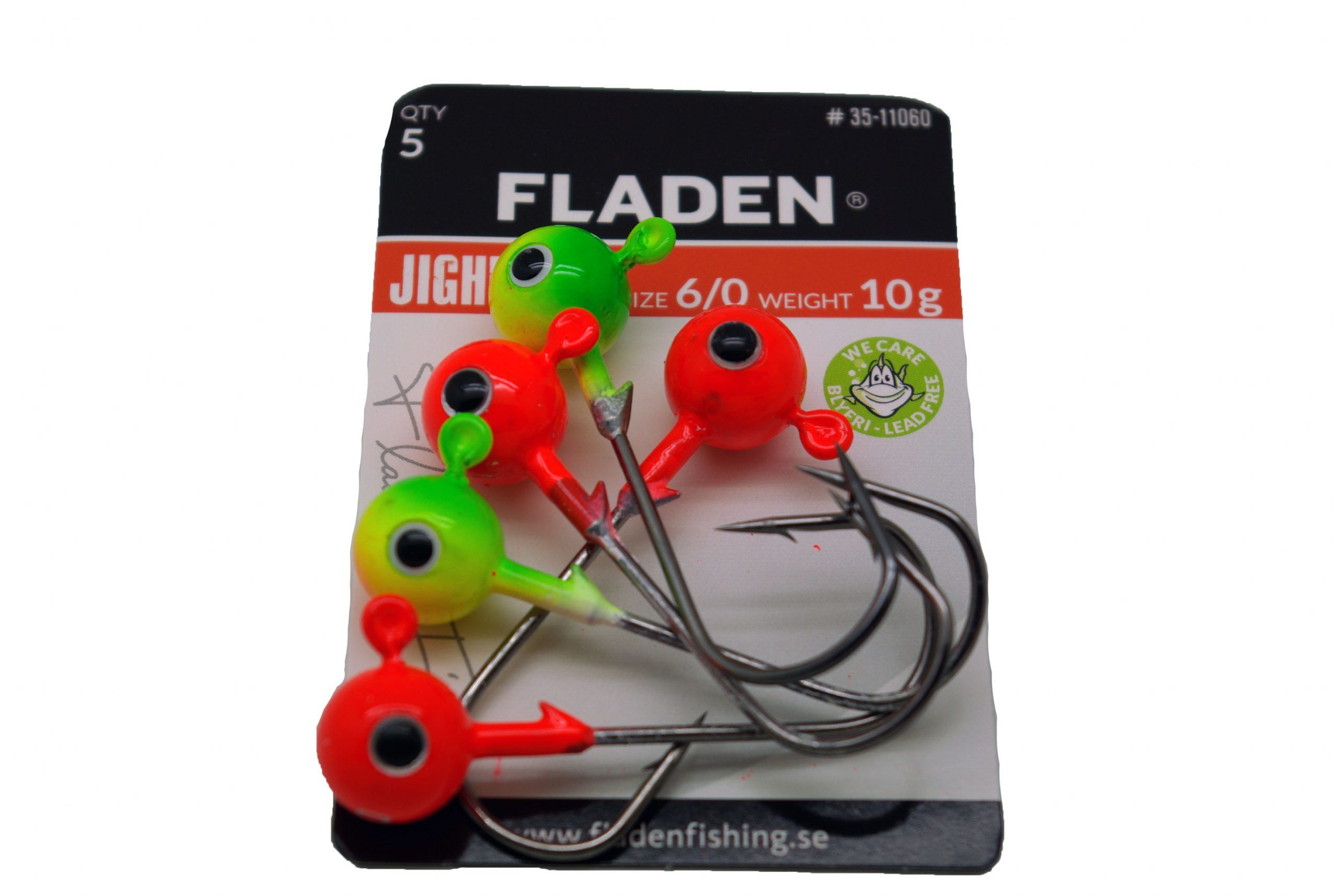 Jigghuvuden blyfria 10g - 6/0 röd/gul