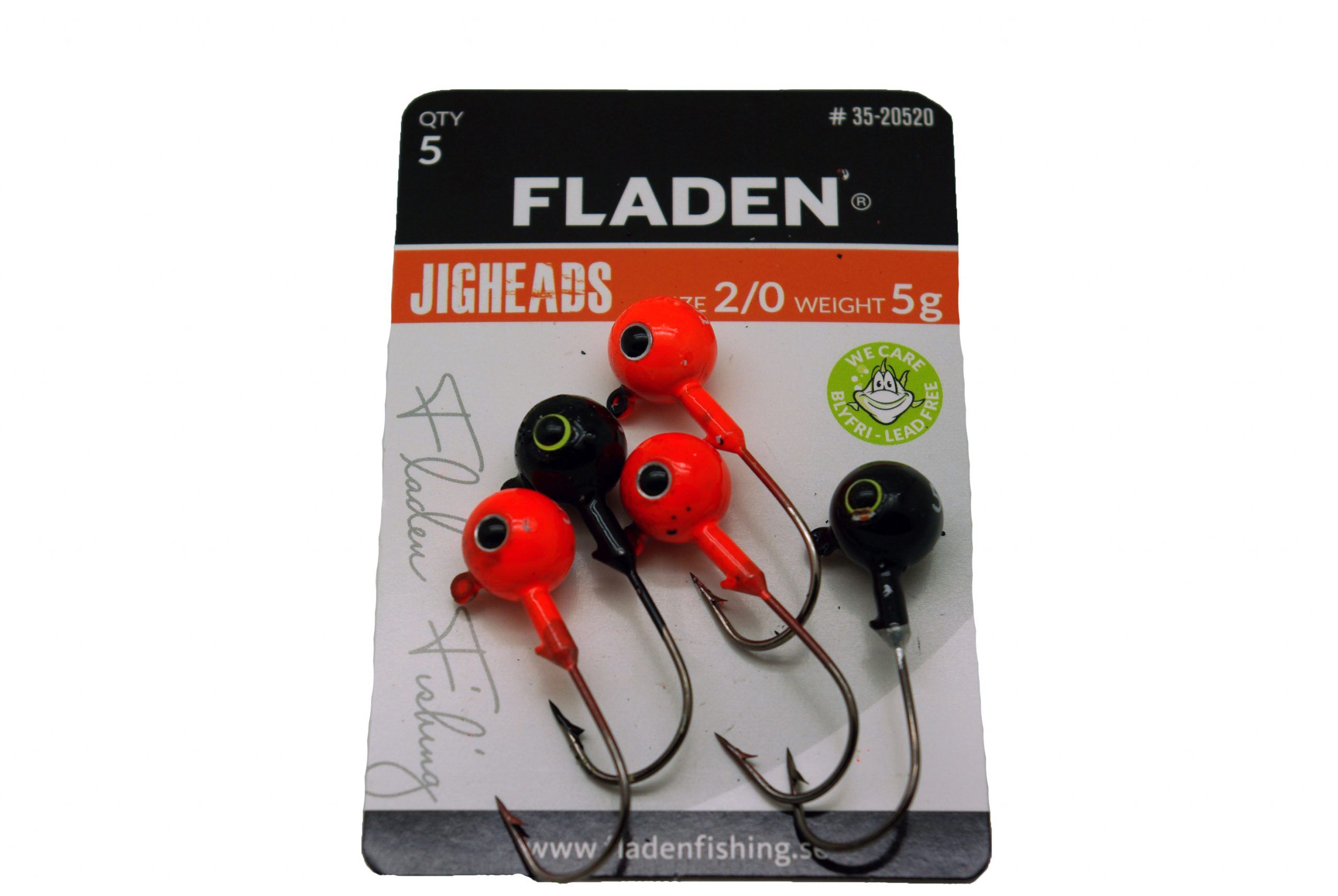 Jigghuvuden blyfria 5g - 2/0 svart/orange