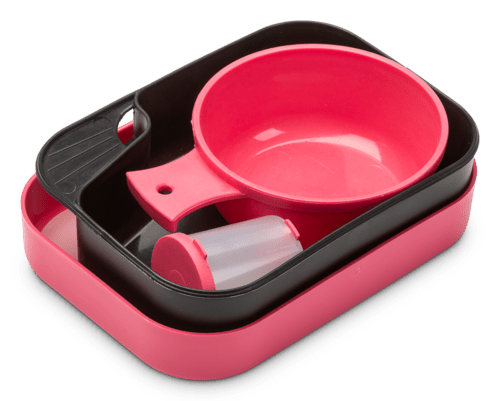 Tallrikslåda - campingset - rosa